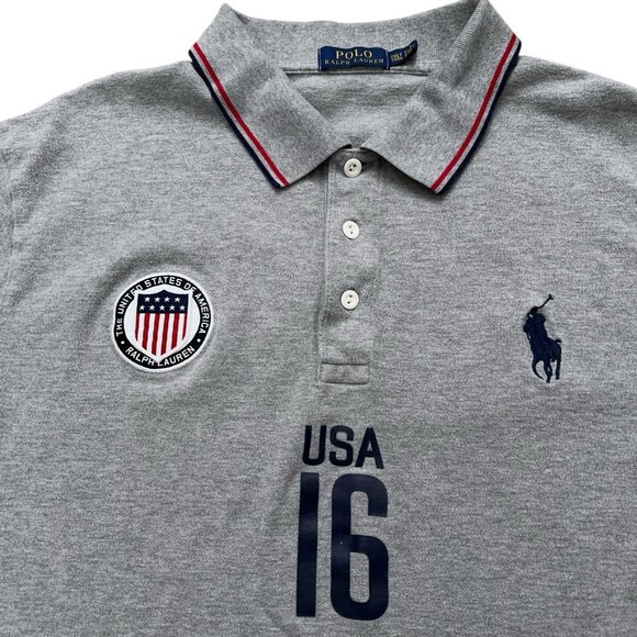 Polo Ralph Lauren Polo Shirt Mens Size 2XLT Short Sleeve Team USA Olympic Gray - Picture 3 of 5